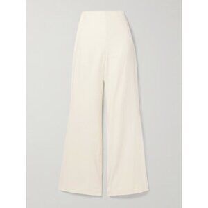 NWT $1275 Roland Mouret Crepe Wide leg Pants Ivory Size US 2